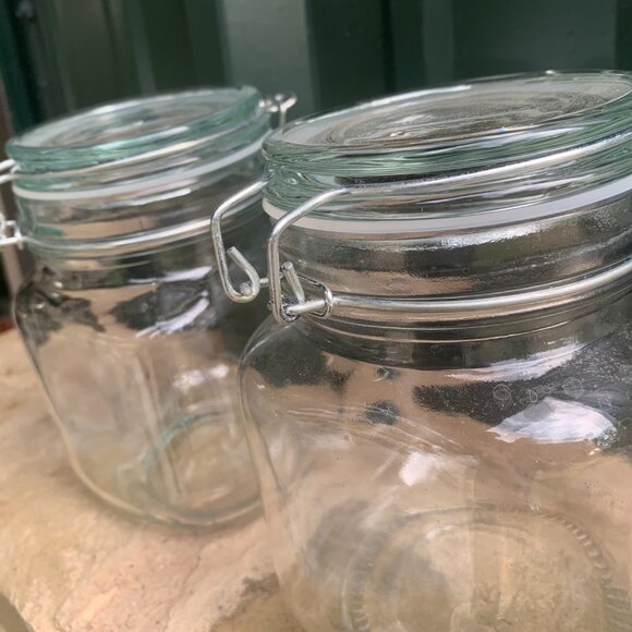 JARS - 2 airtight 32oz hermetic Glass Jars hinged wire Lid Kitchen Arts & Crafts - Picture 6 of 16